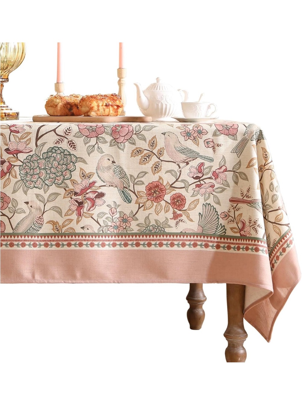 NEW patdrea Vintage French Linen Tablecloth, Rectangular, 71"x55". Kulom A